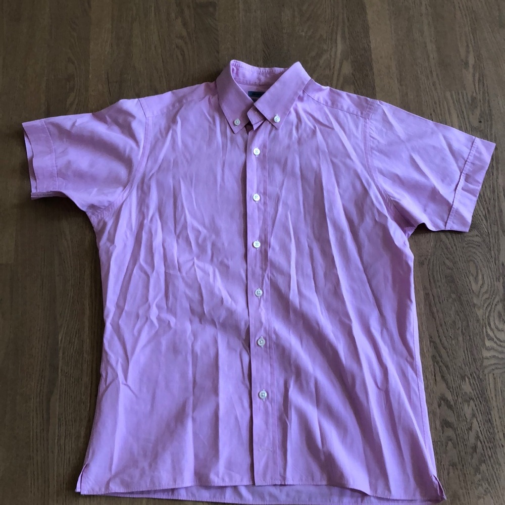Cotton poplin pink short sleeve button down shirt - Seize sur Vingt